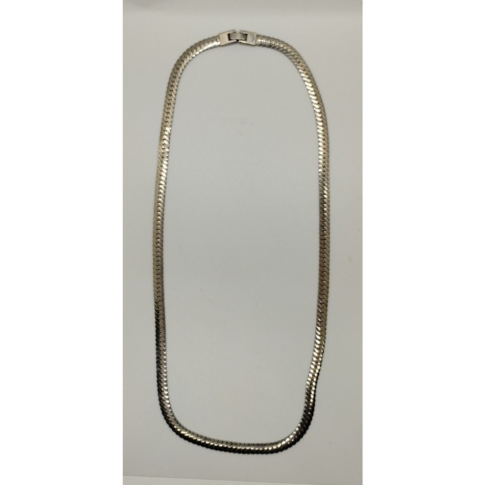Silver Tone Herring Bone Chain Necklace - Faux